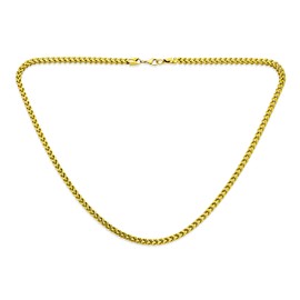 Gold Plated Stainless Steel 5mm Heavy Duty Biker Jewelry Curb Wheat Link Foxtail Solid Chain Necklace for Men Teens, 30 Inch