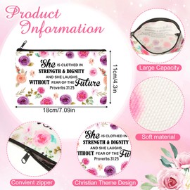 Thinkday 10 Pieces Christian Gifts Makeup Bags for Women Bible Verse Prayers Inspirational Pencil Pouch Religious Scripture Gift for Women Mom Friend Sister on Birthday Graduation Christmas