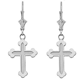 Dainty Greek Orthodox Cross Earrings in Solid Sterling Silver