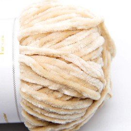 NICEEC 3 Skeins Soft Chenille Yarn Blanket Yarn Velvet Yarn for Knitting Fancy Yarn for Crochet Weaving DIY Craft Total Length 3×85m (3×93yds, 3×50g)_Khaki