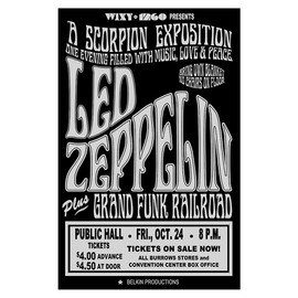 Raw Sugar Art Studio Led Zeppelin/Grand Funk 1969 Cleveland Concert Poster