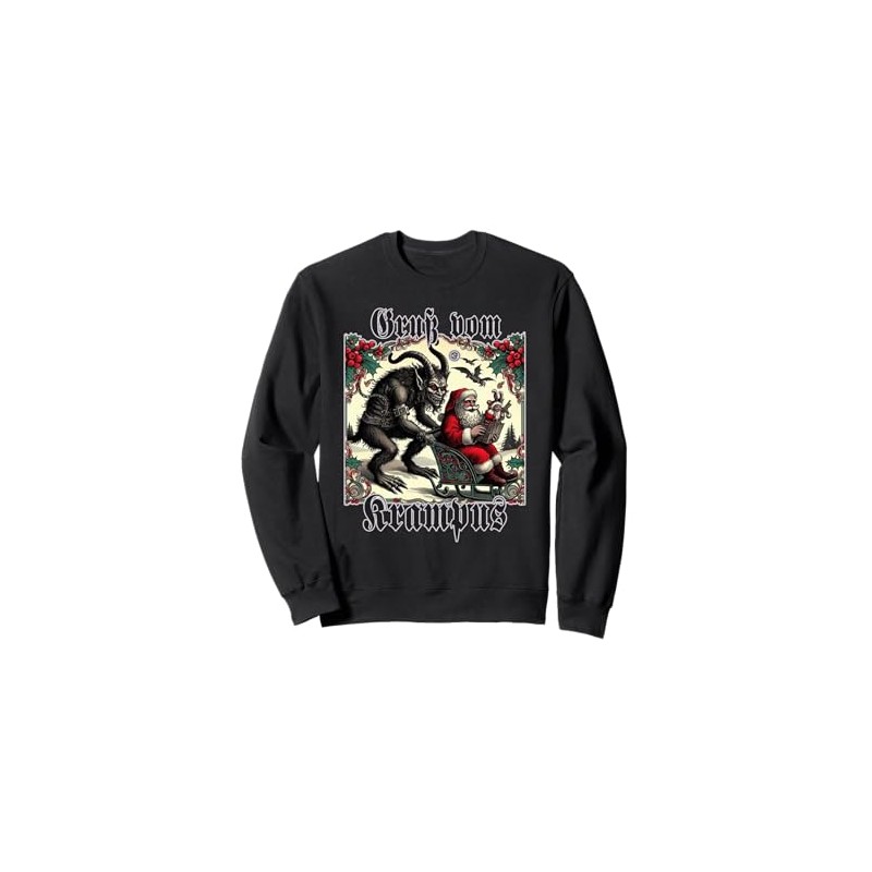 Greeting From Krampus Christmas Legend Figure Sweatshirt, black