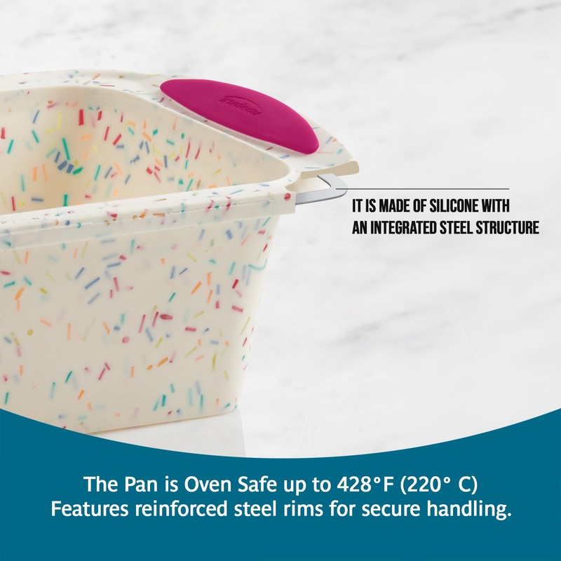 Trudeau 05118555 Structure Loaf Pan Silicone Bakeware, Medium, Confetti White