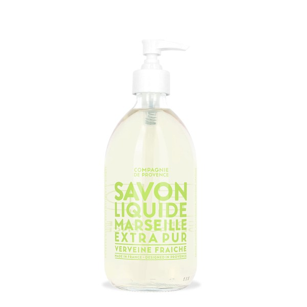Compagnie de Provence Savon de Marseille Extra Pure Liquid Soap - Fresh Verbena - 16.7 Fl Oz Glass Pump Bottle