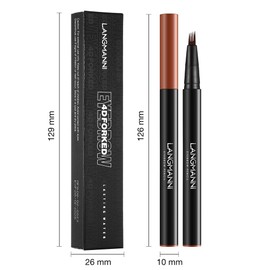 Magic Eyebrow Pencil, Kaluofan Liquid Tip Eyebrow Pen, 3D Waterproof Eyebrow Pencil Contouring Pen, 4-Tip Natural Long lasting Fine Micro Eyebrow Pen (Dark Brown)