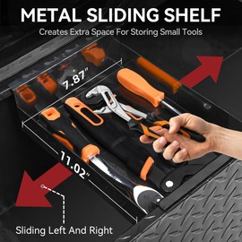 YITAMOTOR 39 Inch Truck Bed Tool Boxes Heavy Duty Aluminum with Sliding Shelf,Diamond Plate ToolBox for Pick Up Truck RV Trailer, Chest Storage Organizer with Lock and Keys