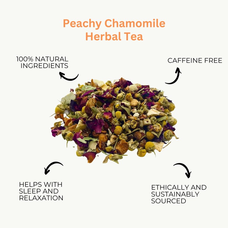 Peachy Chamomile Tea, Herbal Loose Leaf Tea, Camellios (100g)