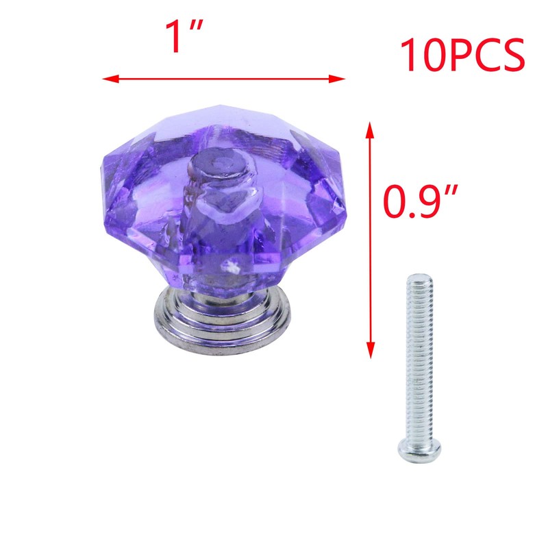 T Tulead Crystal Door Knobs Purple Acrylic Handle Diamond Wardrobe