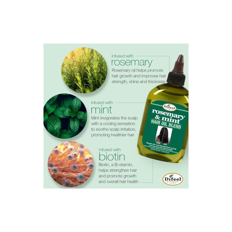 Difeel Aceite para el cabello premium de romero y menta