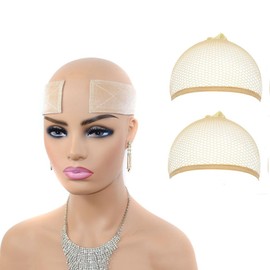 Raixleb Hair Net Lace Headband for Wig Headband Wig Grip Adjustable Headband Good Elasticity Comfortable and Soft Wig Band 2 Hair Net Non-Slip for Women Cream