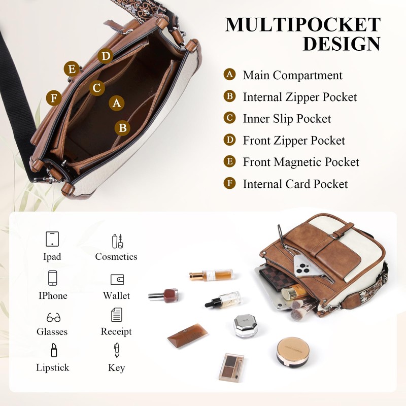 Crossbody Bag for Women Waterproof Leather Crossbody Purses for Women