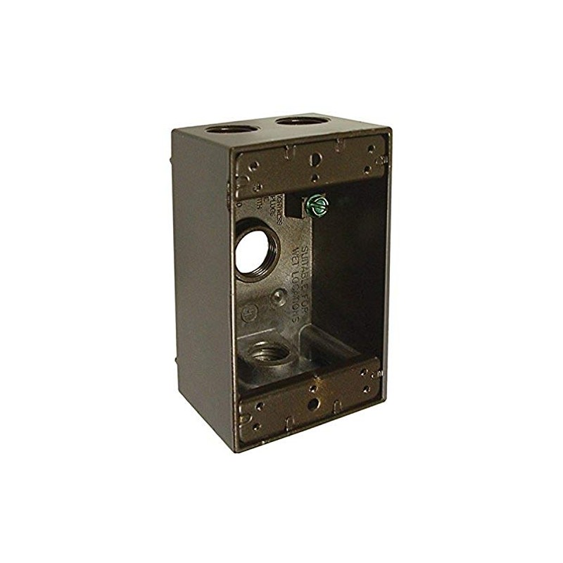 Hubbell-Bell 5321-2 Single Gang Weatherproof Box with 4-1/2-Inch Outlets, Bronze