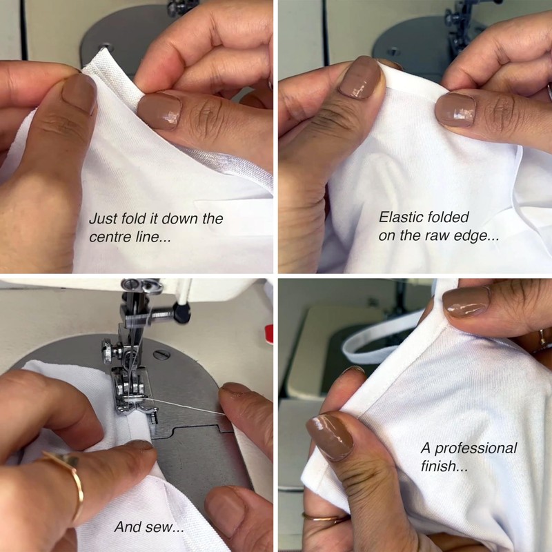 SHELVER Fold Over Elastic Black, Stretch Bias Binding, 15mm, 5