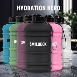 SMILODOX Water Bottle, 2.2 Litres, Extra Strong Sports & Fitness Water Bottle with Push Closure, BPA-Free Sports Bottle, Ideal for Gym, Bodybuilding, Outdoor Sports, Hiking & Office