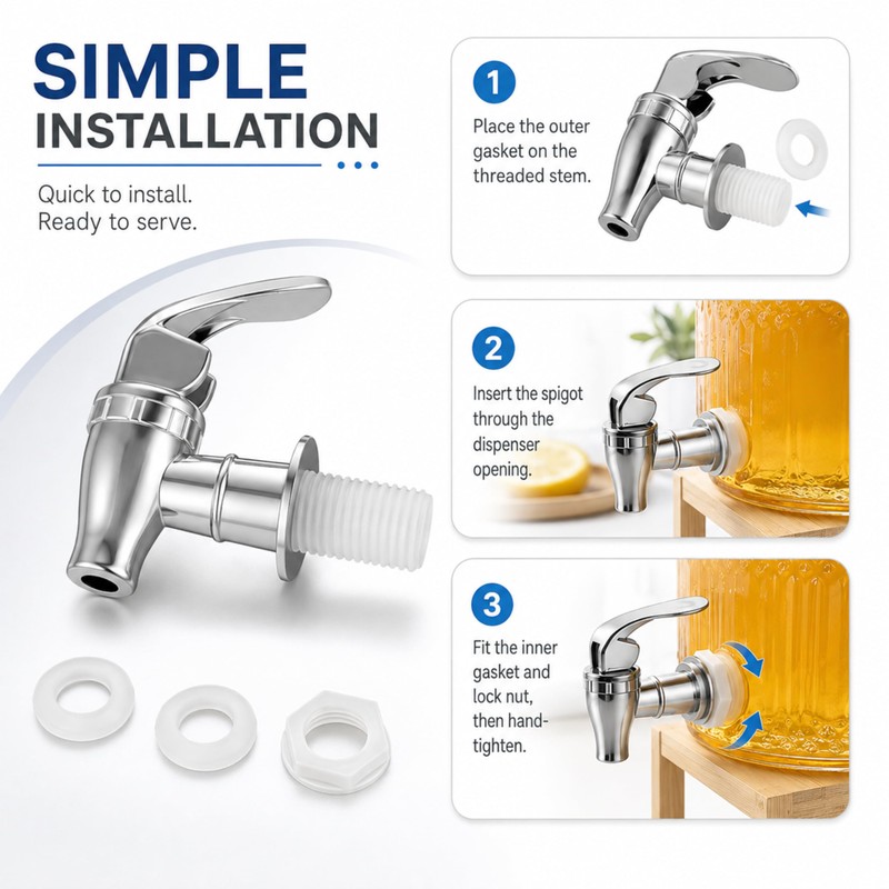 2-Pack Push Beverage Dispenser Water Spigot, Abs Plating Material