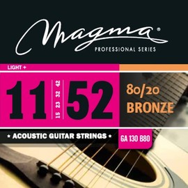 Magma - Cuerdas para guitarra acústica (calibre de luz regular, 80/20, bronce.011 - .052 (GA130B80)