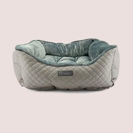 Prive Collection Quilted Vegan Leather Dog & Cat Bed (Dark Grey/Green)