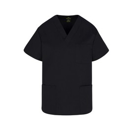 Natural Uniforms Classic Unisex 3 Pocket Scrub Top (Large, Black)