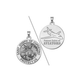 PicturesOnGold.com Saint Joseph of Cupertino Aviator Religious Medal - 1 Inch Size of a Quarter -Sterling Silver