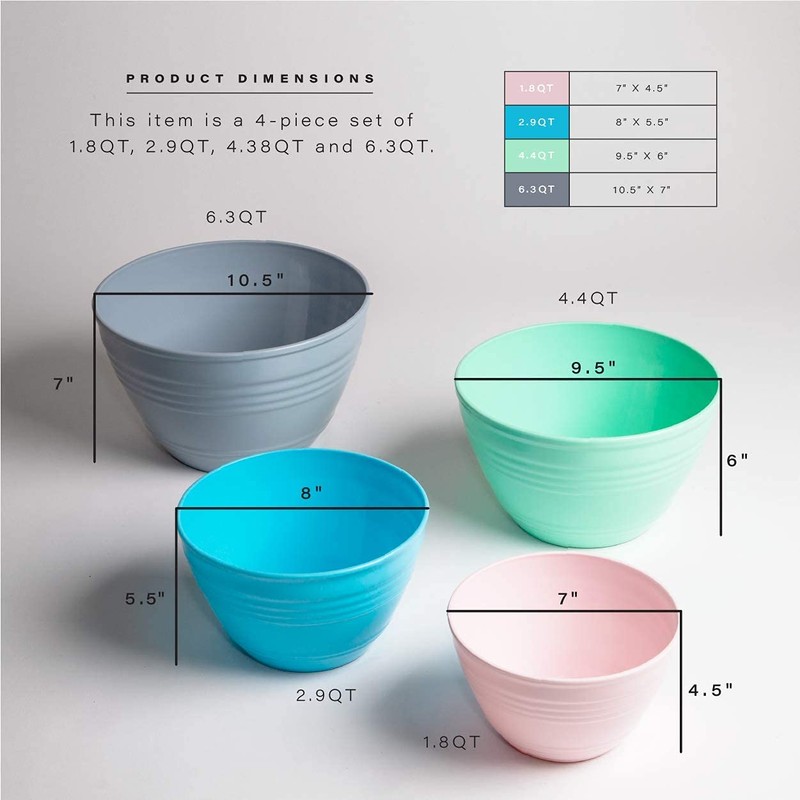 BINO | Mixing Bowl Set with Lids | Versatile Plastic