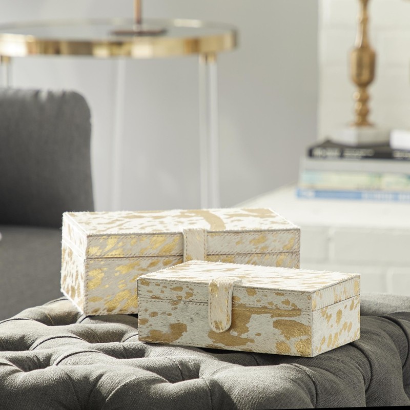 Deco 79 Leather Handmade Decorative Box Decorative Keepsake Boxes with