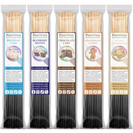 Bakery Incense Sticks Variety Set Bulk 500 Pack Sampler 11" Sticks - 5 Bundles of 100 Sticks Per Bundle. Birthday Cake, Blueberry Muffin, Chocolate Cake, Gingerbread Cookie and Sugared Snickerdoodle.