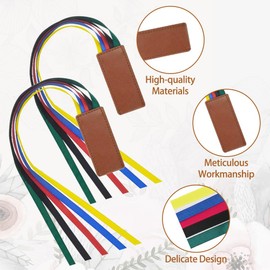 2 Pcs Bible Bookmark, Colorful Ribbon Bookmark, Artificial Leather Bible Ribbons Bookmarks, Page Markers with 5 Ribbons Colors for Books Novel Bible, Reading Lovers Students Teachers, Christmas Gift