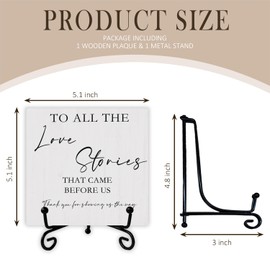 SkipTiger Generations Of Love Wedding Sign,To All The Love Stories That Came Before Us Wood Desk Sign Plaque,Wedding Table Signs,Wedding Signs For Reception,Wedding Party Decorations,5x5 Inches