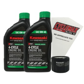 CYCLEMAX 10W-40 Oil Change Kit Compatible with Kawasaki 49065-0721 and Funnel