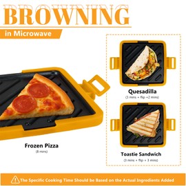 Microwave Crispy Sandwich Maker - 5.5" Non-Stick Panini Press with Metal Grill Plates, Dishwasher Safe Toastie Maker for Grilled Cheese, Bagels & Reheating Pizza, Portable for Office/Dorm(yellow)