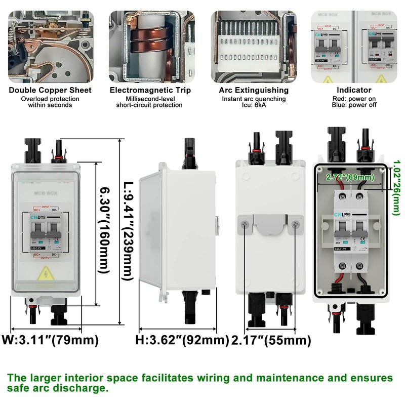 CNLONQ Solar Panel Disconnect Switch 20A 1000V DC PV Circuit