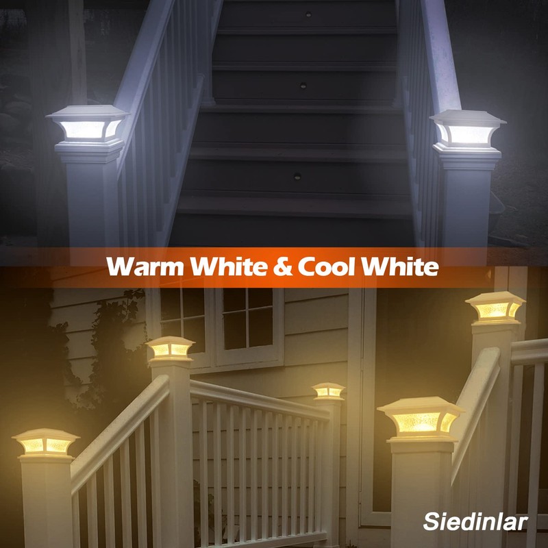 SIEDiNLAR Solar Post Lights Outdoor Glass LED Fence Cap Light