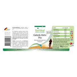 Fairvital | Arthro Active Pro - Glucosamine 1200 mg per Daily dose with chondrotin sulfate and MSM + hyaluronic Acid + astaxanthin - HIGH-Dosage - 90 Capsules - German Quality