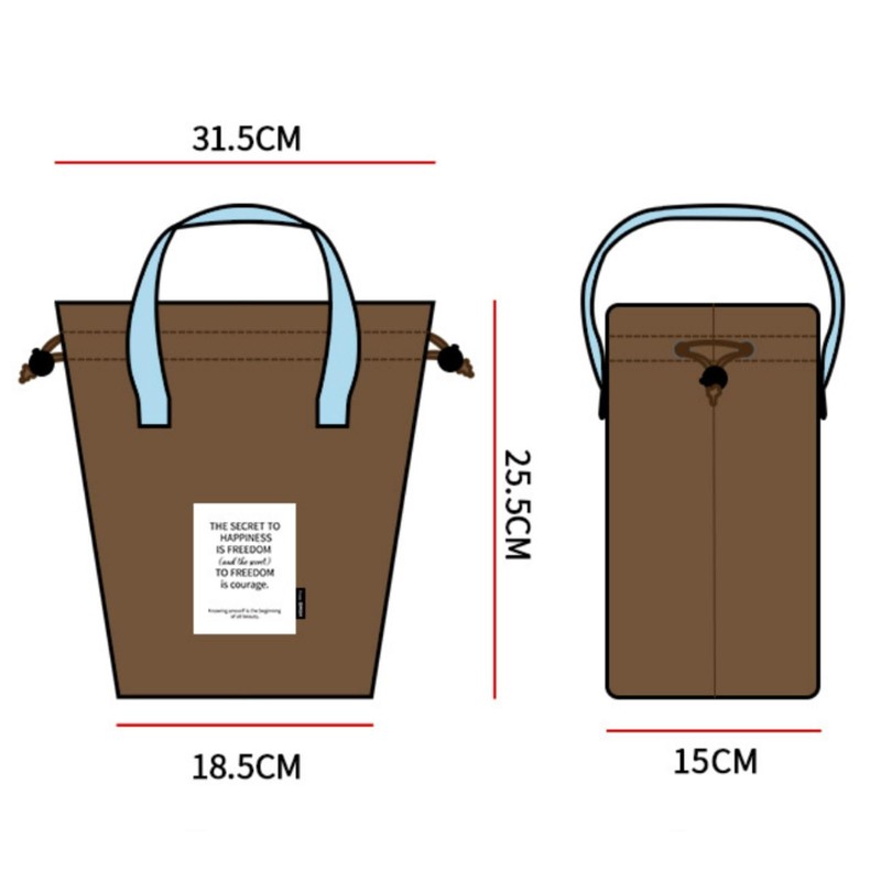 Japanese Style Bento Bag Portable Insulated Lunch Bag with Drawstring