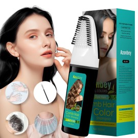 Easy Black Hair Dye,Natural Hair Dye Shampoo for Women,Semi Permanent Hair Color Cover Gray White Hair,Champu Para Canas Hair Dye 4 in 1 With Comb Herbal Plant Hair Color Shampoo(Black)