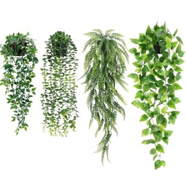 Yabely 4 Piezas de Plantas Artificiales Colgantes de Vides Falsas, Hojas Falsas Decorativas, para Interior y Exterior, Celebraciones, Boda, Sala de...