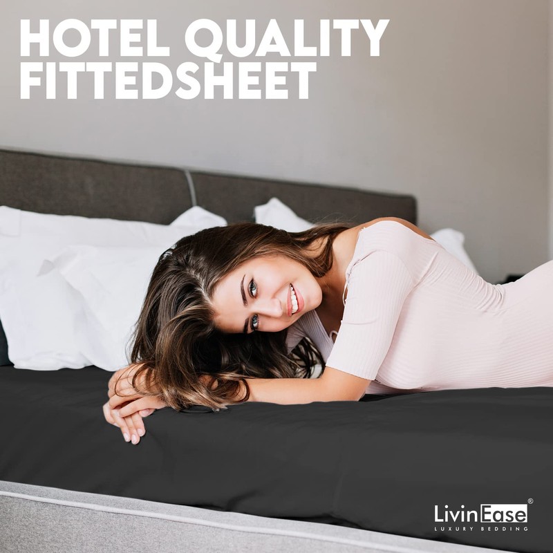LivinEase Classic Super King Fitted Sheet -10inch(26cm) Deep Cotton Blend