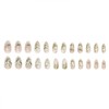24Pcs Green Medium Length Press on Nails French Almond Shaped