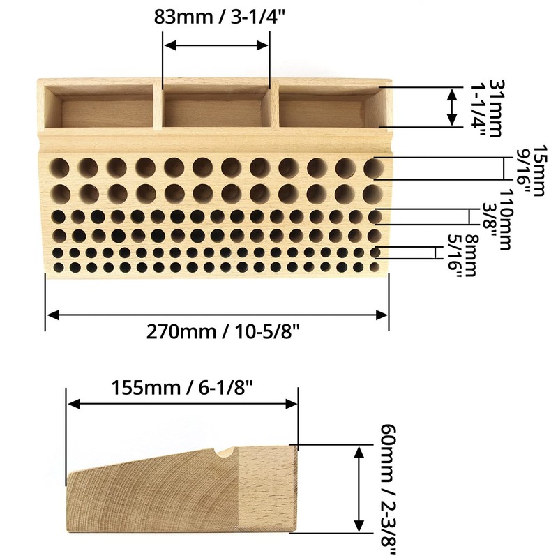 QWORK Leather Working Tool Holder, 98 Holes Wooden Leathercraft Tool