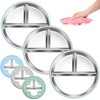 Stainless Steel Toddler Plates Silicone Suction,3 Packs Non-Slip Baby Plates,Divided