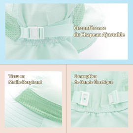 SEYUFN Baby Sun Hat Girls Boys Neck Cap Child Protection Bucket Hats Breathable Baby Girl Beach Hat Toddler Summer Hat, C light green