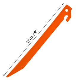 24 Pcs 9 Inch (225mm) Durable Tent Pegs Plastic Spike Hook Awning Camping Caravan Visual Marker Outdoor Camping Inflatable Stakes Canopy (Orange)