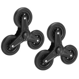 sourcing map Stair Climbing Wheels Replacement 8 Inch, 2 Pack Rubber Foaming Shopping Cart Tri-Wheels Repair for Folding Rolling Laundry Grocery Cart, Black