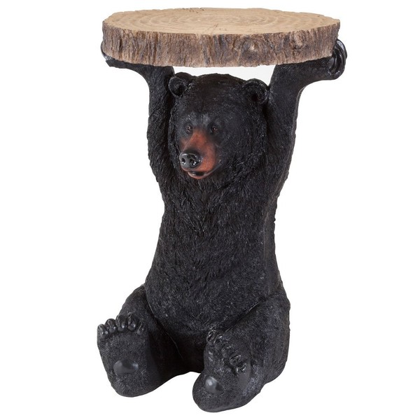 Bits and Pieces-Decorative Bear Patio Side Table -Accent Table Realistic Black Bear End Table Great for The Cabin Decoration - Indoor or Outdoor Decorative Table Resin Sculpture Side Table