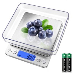 QIANLAINIAO Digitale Küchenwaage, 3 kg / 0,1 g klein Mini-Lebensmittelwaage, elektrische, wasserdicht, digital, LCD-Display, Edelstahl, für Zutaten Schmuck und Kaffee, small kitchen food Scale
