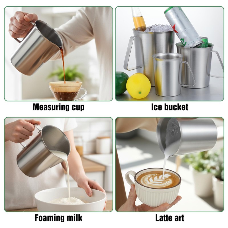 Afcabakila 3 Pcs Stainless Steel Measuring Cups Set Metal Pitcher