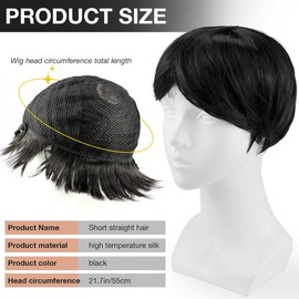ANRONCH Pixie Cut Wigs for Black Women, Glueless Pixie Wig Human Hair Black Curly Wigs Short Curly Layered Pixie Wig for Women (Natural Black)