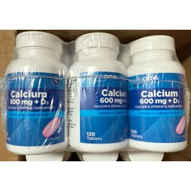 Care one 3 New Care One Calcium 600mg + D3 Tablets Dietary Supplement 120 Count Each