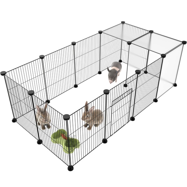 HOMIDEC Pet Playpen,Small Animals Cage DIY Wire Portable Yard Fence with Door for Indoor/Outdoor Use,Puppies,Kitties,Bunny,Turtle 48" x 24" x 16"