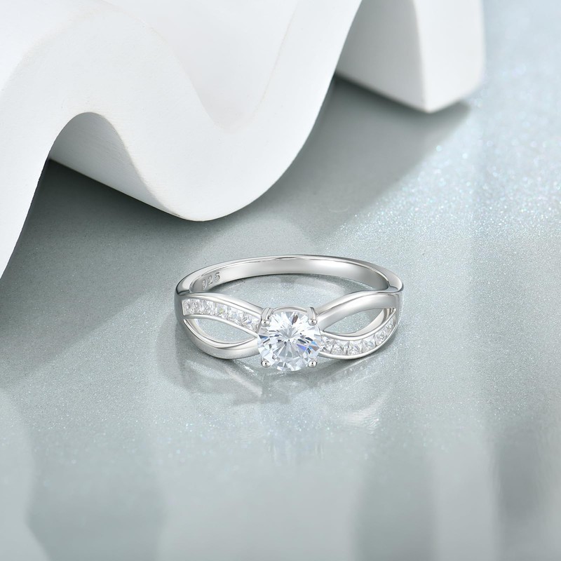 RGEMCY Infinity Promise Rings for Her 925 Sterling Silver Cubic